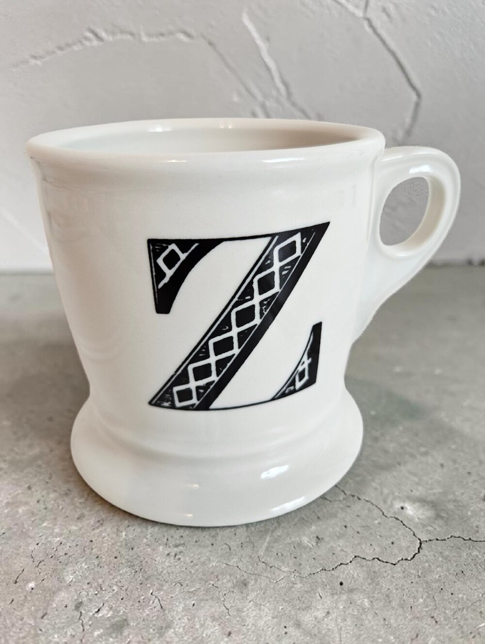 Anthropologie Z Mug Monogram Initial Letter Ceramic Cup White Black